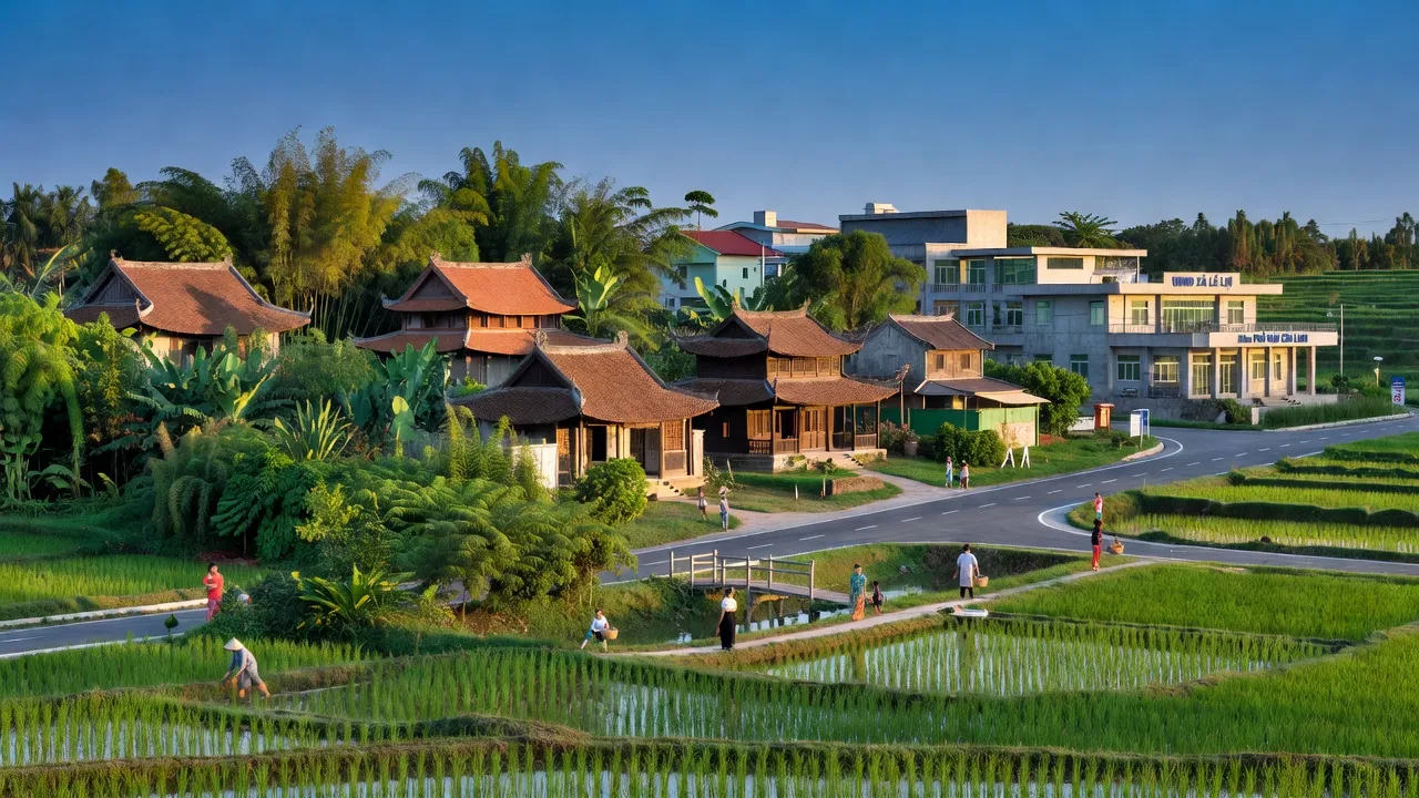 Xã Lê Lợi, Thành phố Chí Linh, tỉnh Hải Dương với cảnh sắc xanh tươi và kiến trúc truyền thống.