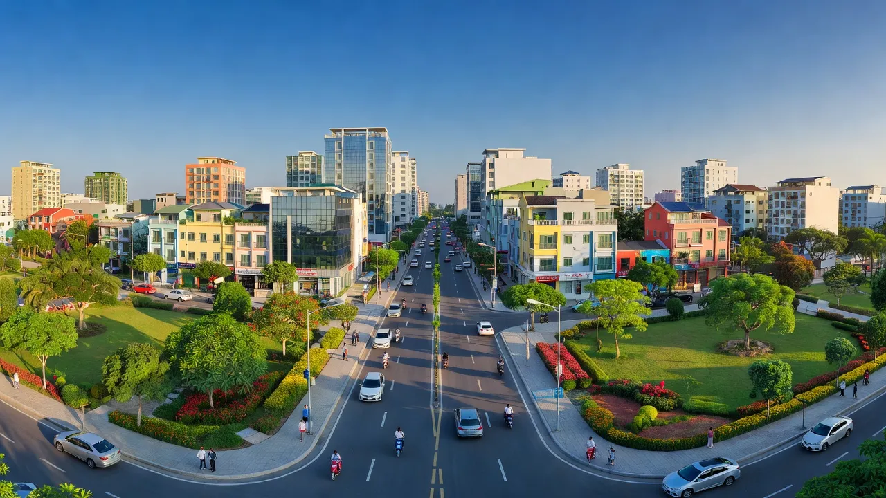 Khung cảnh phường Thái Học, thành phố Chí Linh, tỉnh Hải Dương với sự phát triển đô thị.