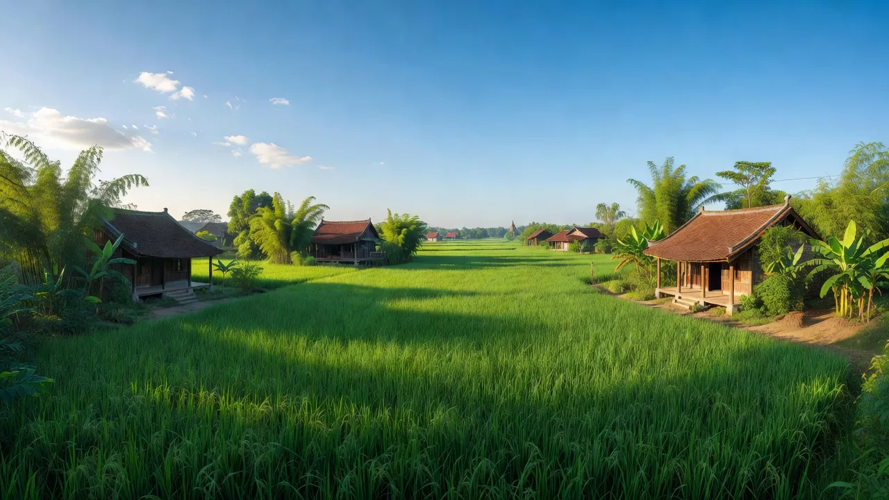 Khung cảnh xã Vũ Dũng, huyện Kim Thành, tỉnh Hải Dương với đồng quê xanh mát và không khí yên bình.
