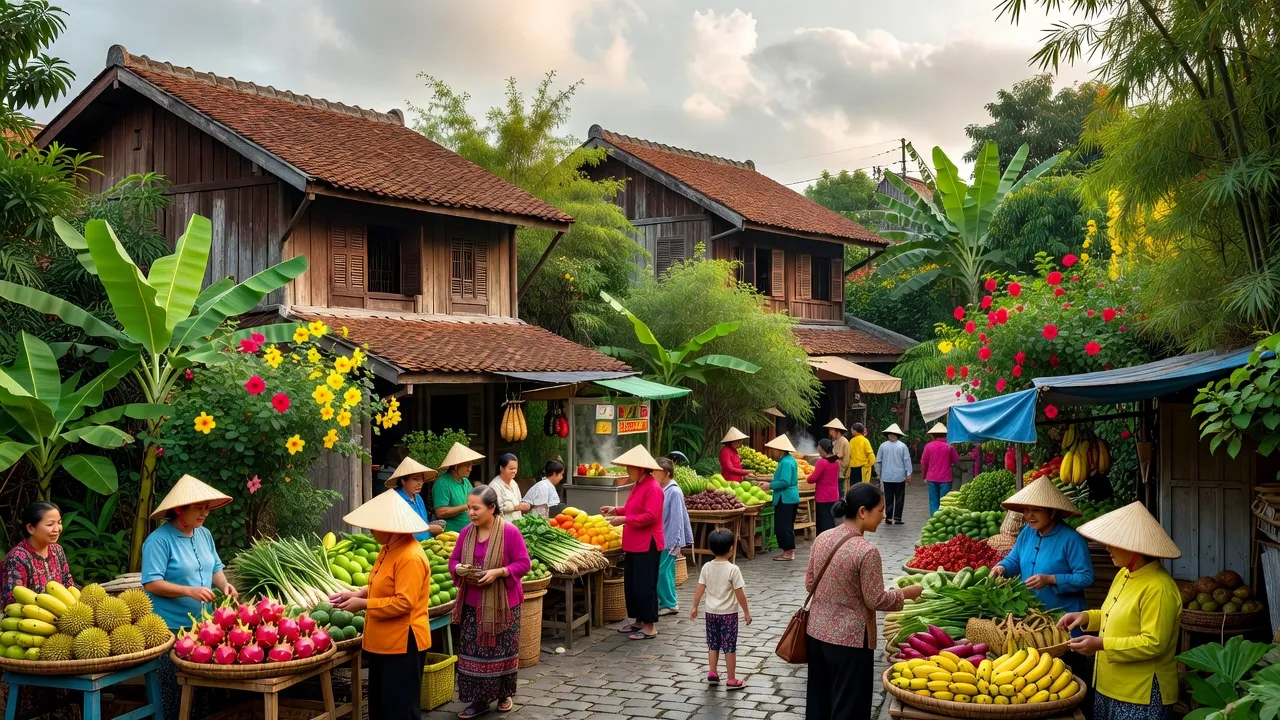 Cảnh quan Phường Duy Tân, Thị xã Kinh Môn với kiến trúc truyền thống và hoạt động cộng đồng sôi động.
