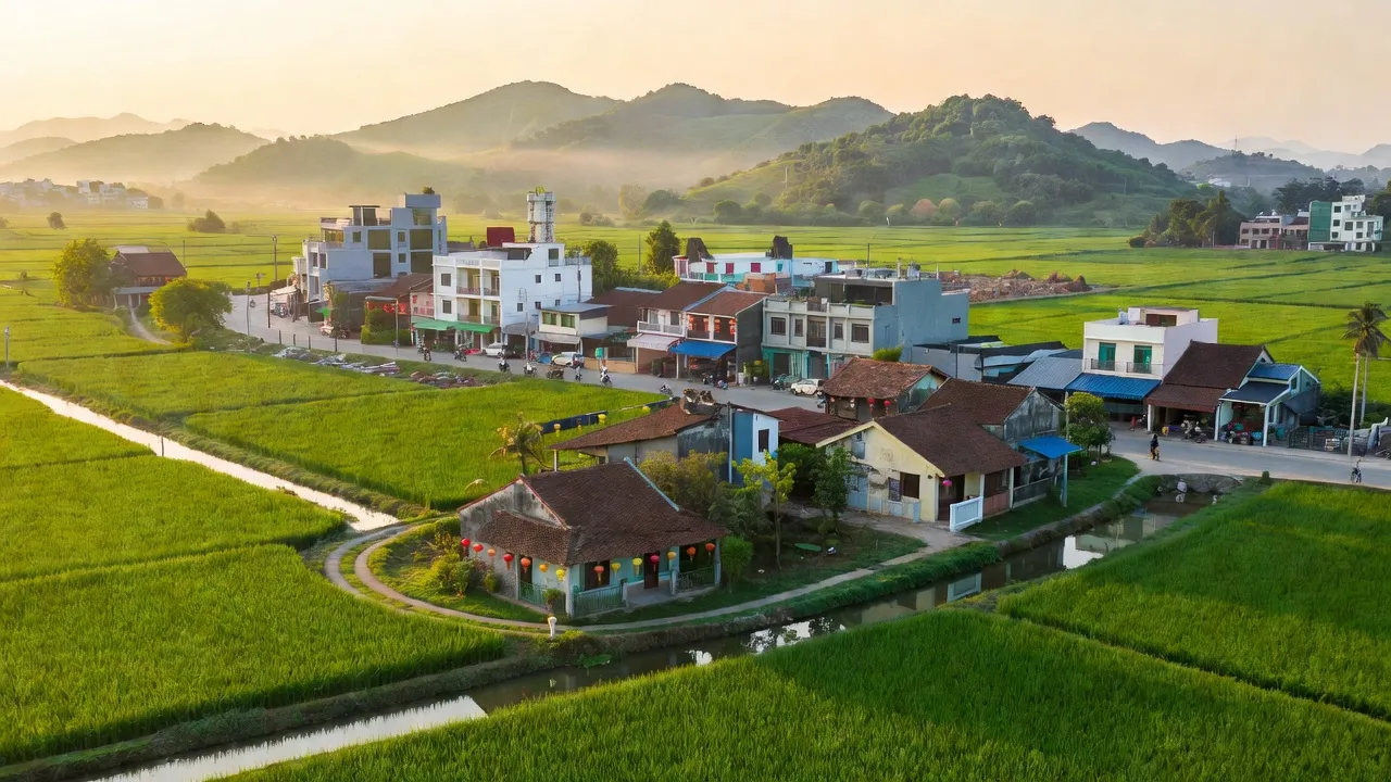 Khung cảnh thiên nhiên và đô thị Phường Phạm Thái, Thị xã Kinh Môn, tỉnh Hải Dương, Việt Nam.