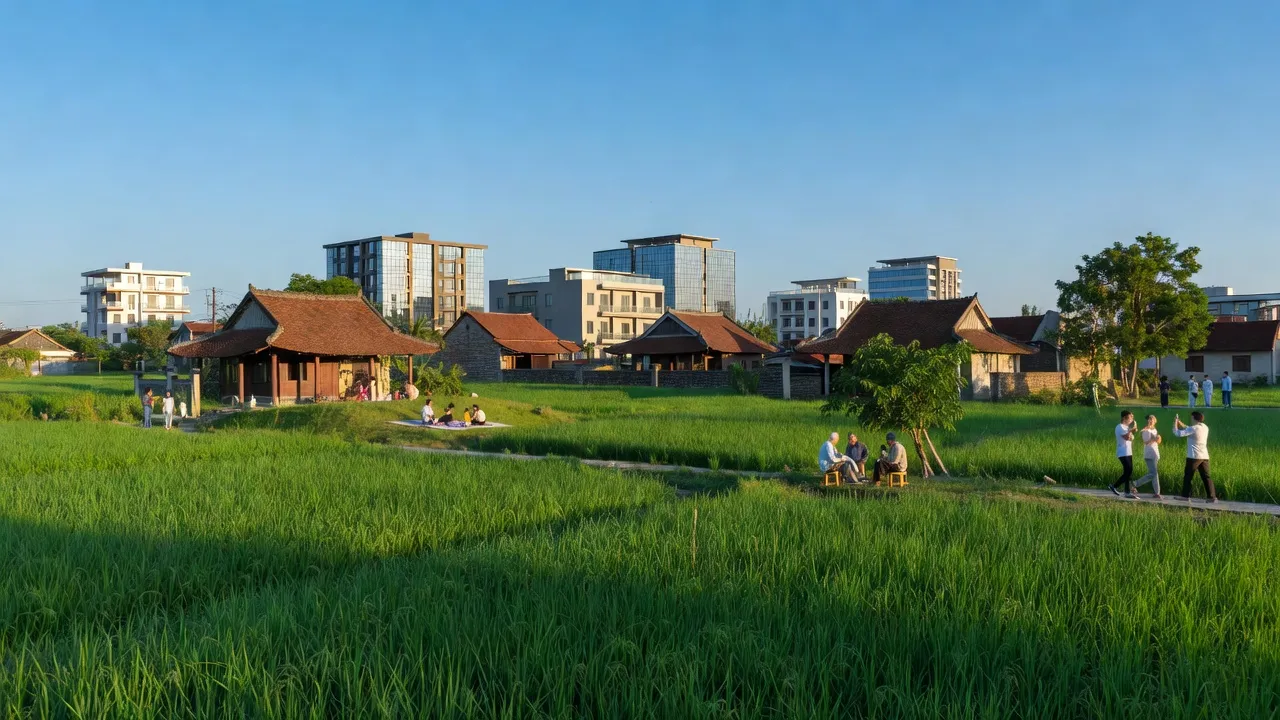 Khung cảnh tươi đẹp tại Phường Tân Dân, Thị xã Kinh Môn, Hải Dương với thiên nhiên và phố phường.