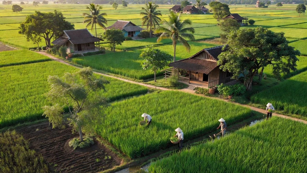 Cánh đồng xanh tươi ở xã Đồng Lạc, huyện Nam Sách, tỉnh Hải Dương, thể hiện vẻ đẹp nông thôn.