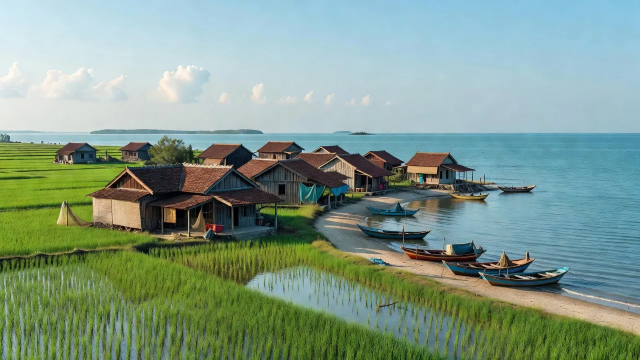 Quang cảnh xã Đồng Bài, huyện Cát Hải, Hải Phòng với nhà truyền thống và thiên nhiên tuyệt đẹp.