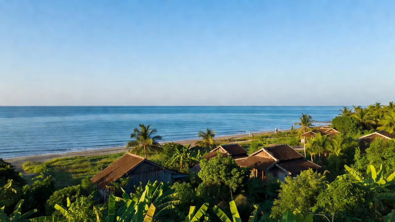 Xuân Đám village, Cát Hải, Hải Phòng with lush greenery and coastal scenery.