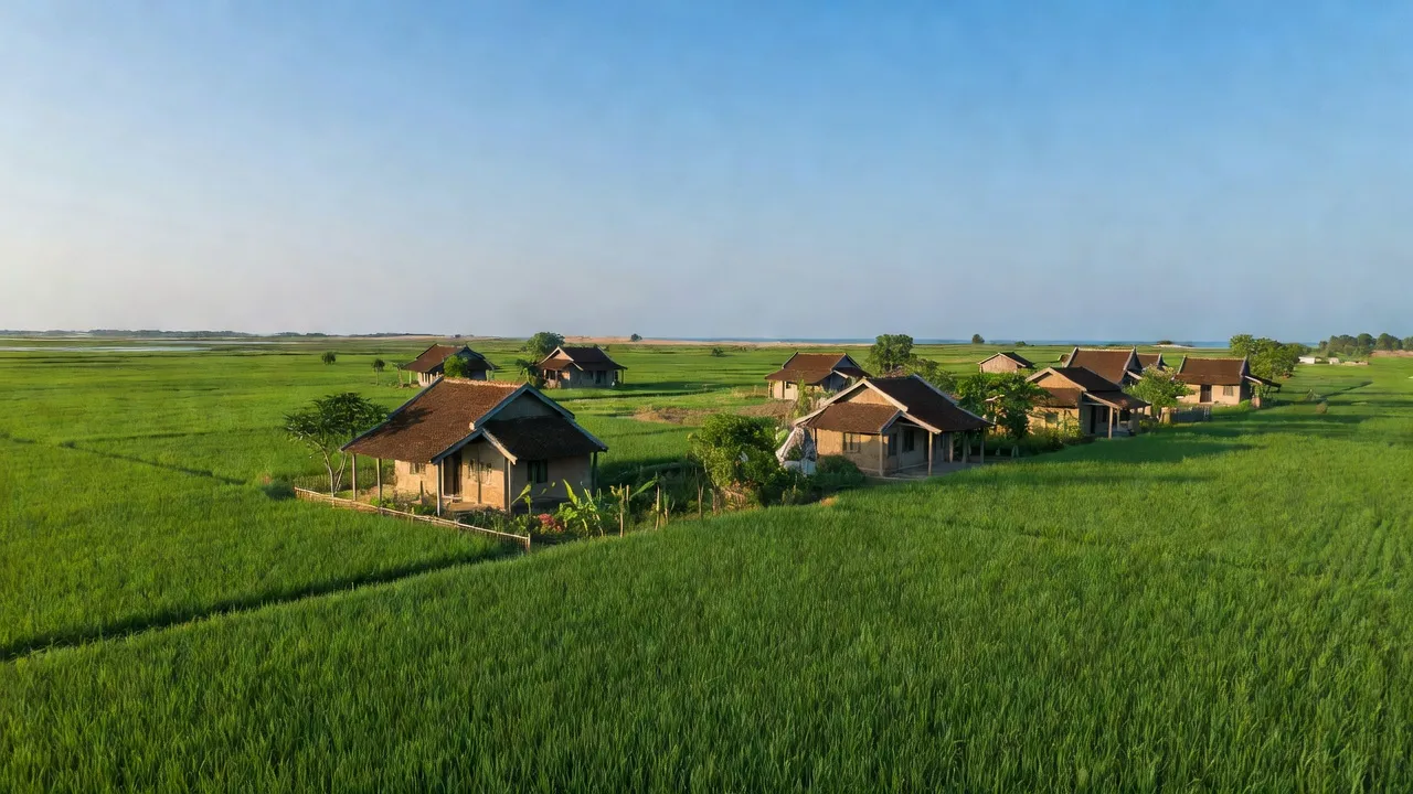 Cảnh đẹp Xã Đoàn Xá, huyện Kiến Thuỵ, Hải Phòng với đồng xanh và trời trong.