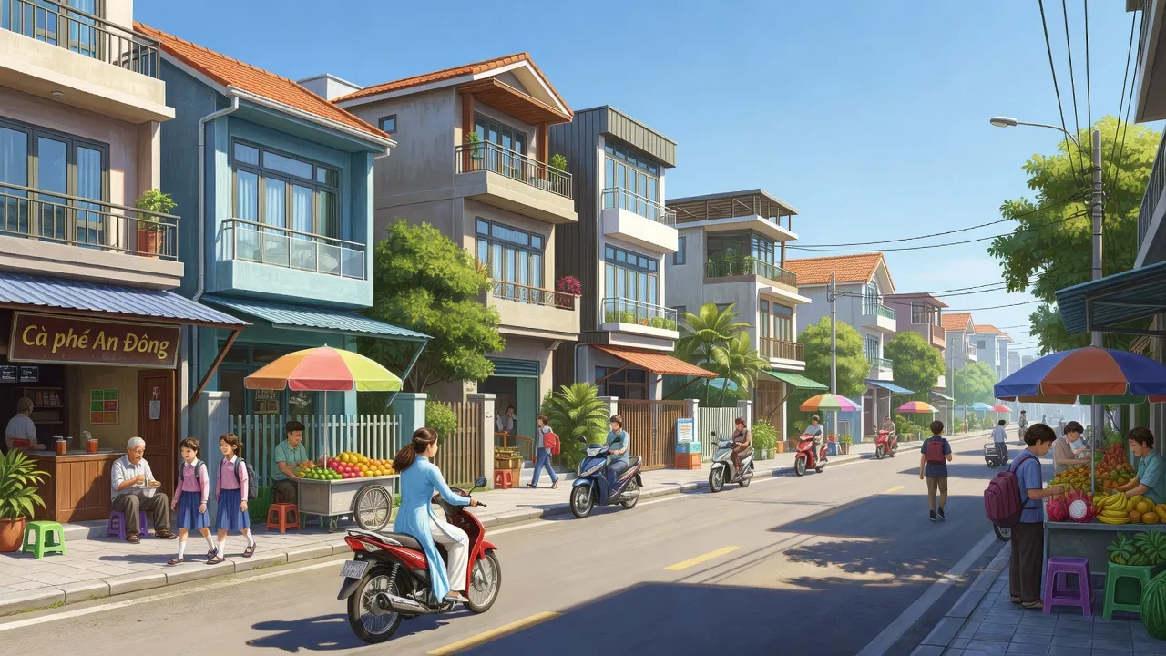 Phường An Đồng, Quận An Dương, Hải Phòng, khu phố hiện đại, nhịp sống sôi động của người dân.