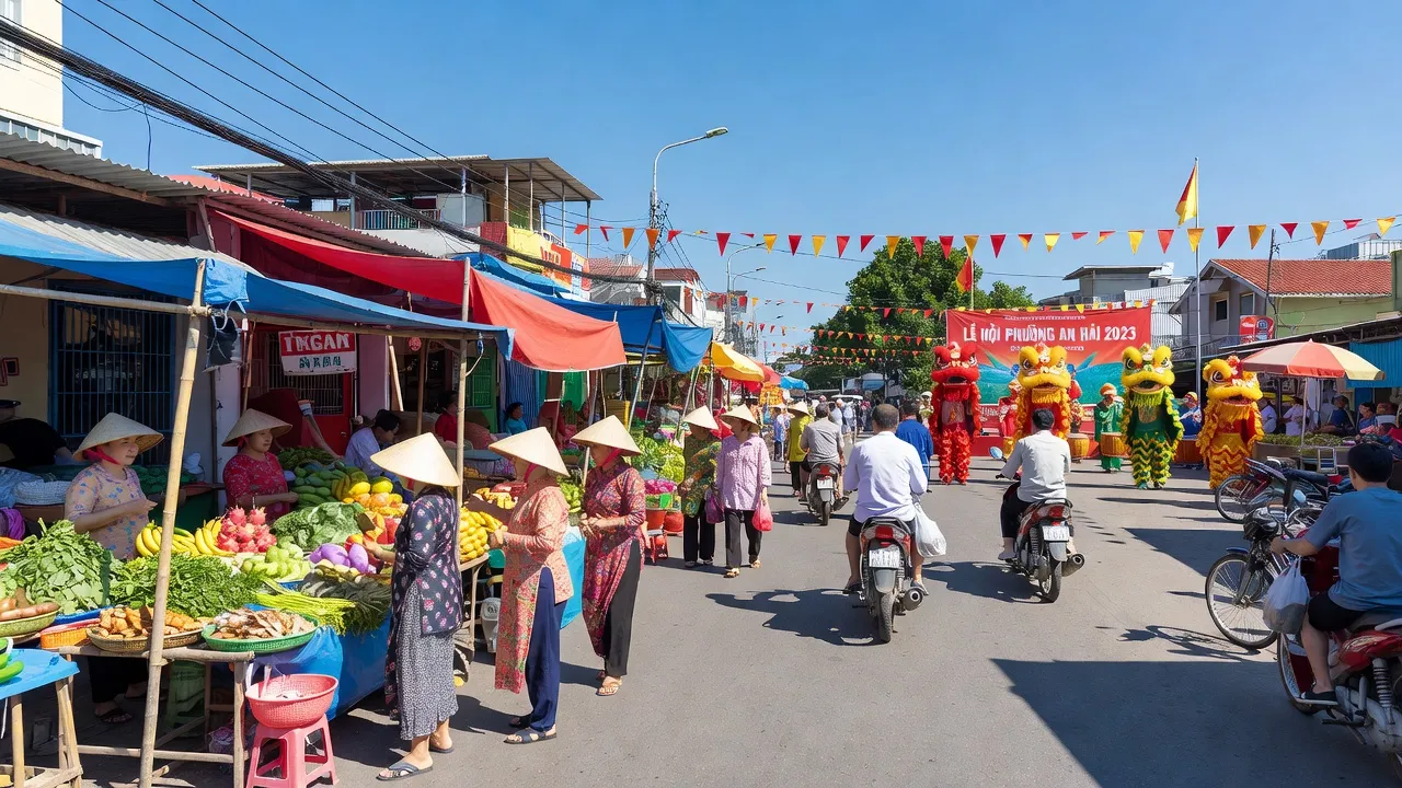 Khung cảnh sôi động ở Phường An Hải, Quận An Dương, thể hiện văn hóa cộng đồng và hoạt động địa phương.