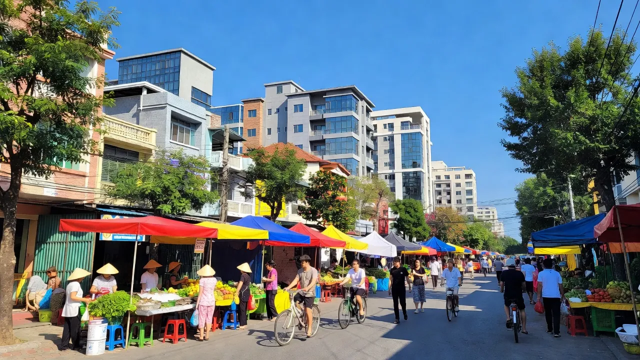 Phường An Hoà, Quận An Dương, Hải Phòng với cảnh phố phường nhộn nhịp và không gian xanh.
