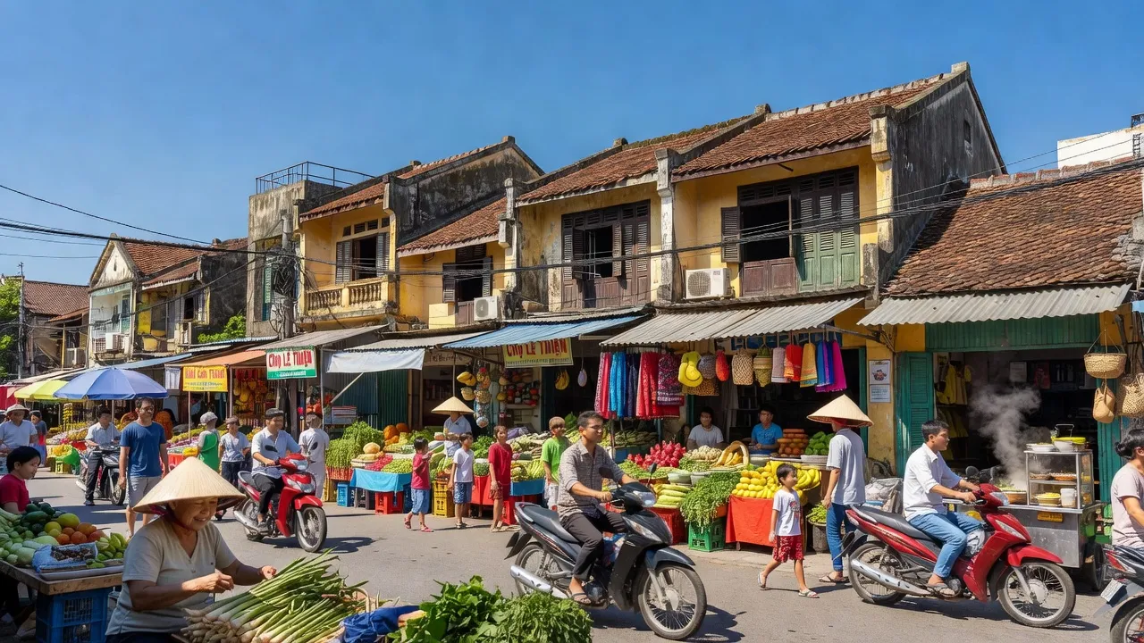 Khung cảnh nhộn nhịp tại Phường Lê Thiện, Quận An Dương, Hải Phỏng với đời sống địa phương sôi động.