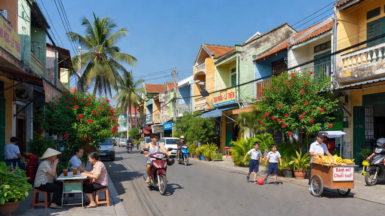 Khung cảnh nhộn nhịp tại phường Lê Thiện, quận An Dương, Hải Phòng với kiến trúc hiện đại.