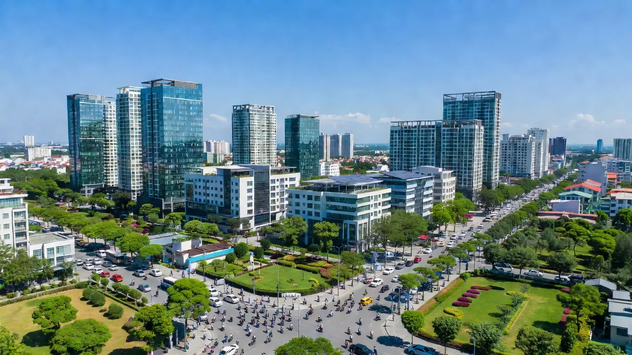 Khung cảnh Phường Tân Tiến, Quận An Dương, Hải Phòng với kiến trúc hiện đại và không gian xanh.