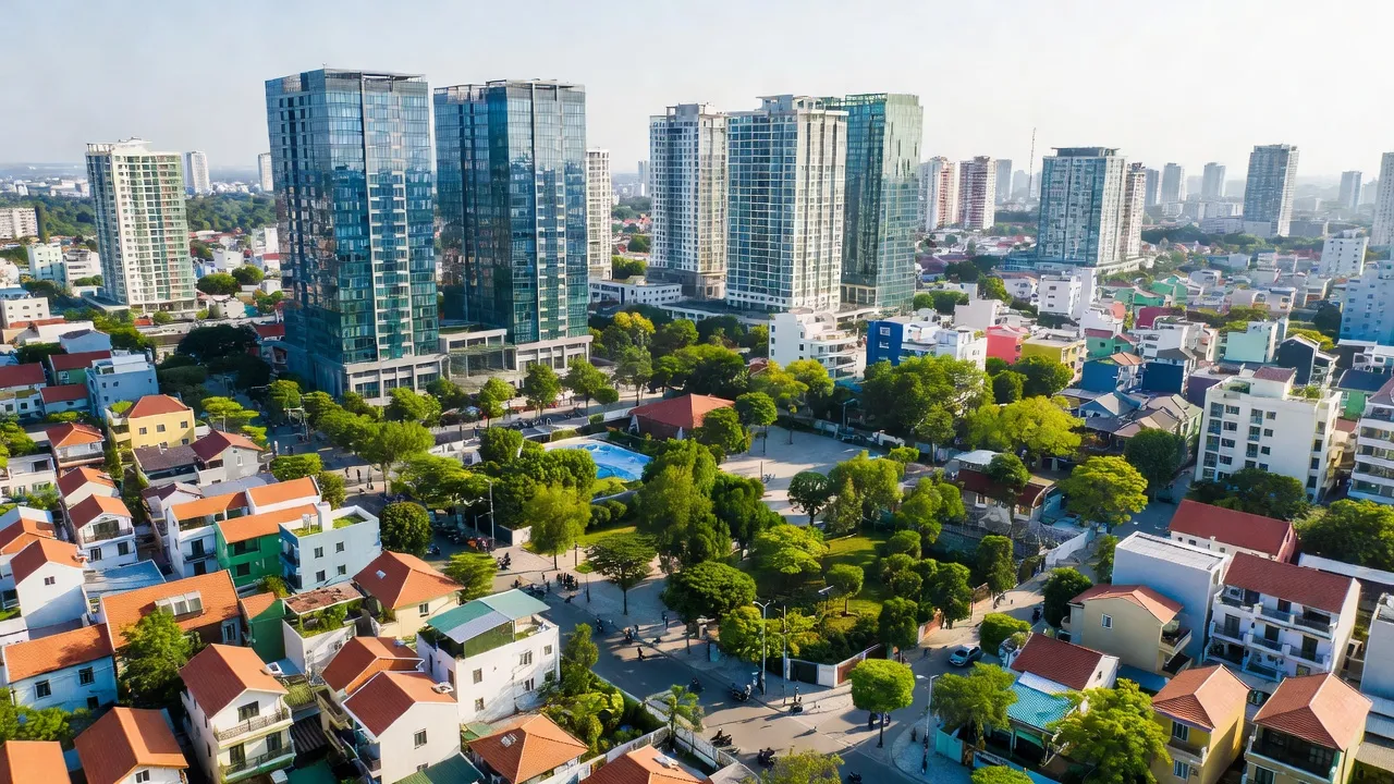 Phường Đông Hải 1, Quận Hải An, Hải Phòng: khu dân cư, cảnh quan xanh, tòa nhà hiện đại.