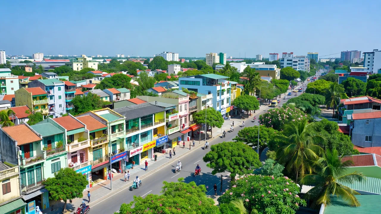 Khung cảnh Phường Đông Hải 2, Quận Hải An, Hải Phòng với kiến trúc đô thị và thiên nhiên xanh tươi.