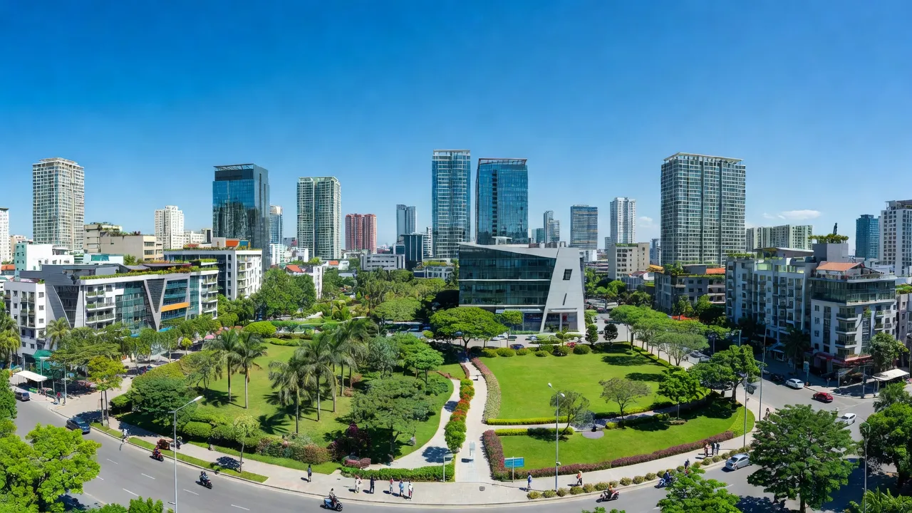 Phường Đông Hải 2, Quận Hải An, Hải Phòng với cảnh quan đô thị tươi đẹp và không gian xanh.