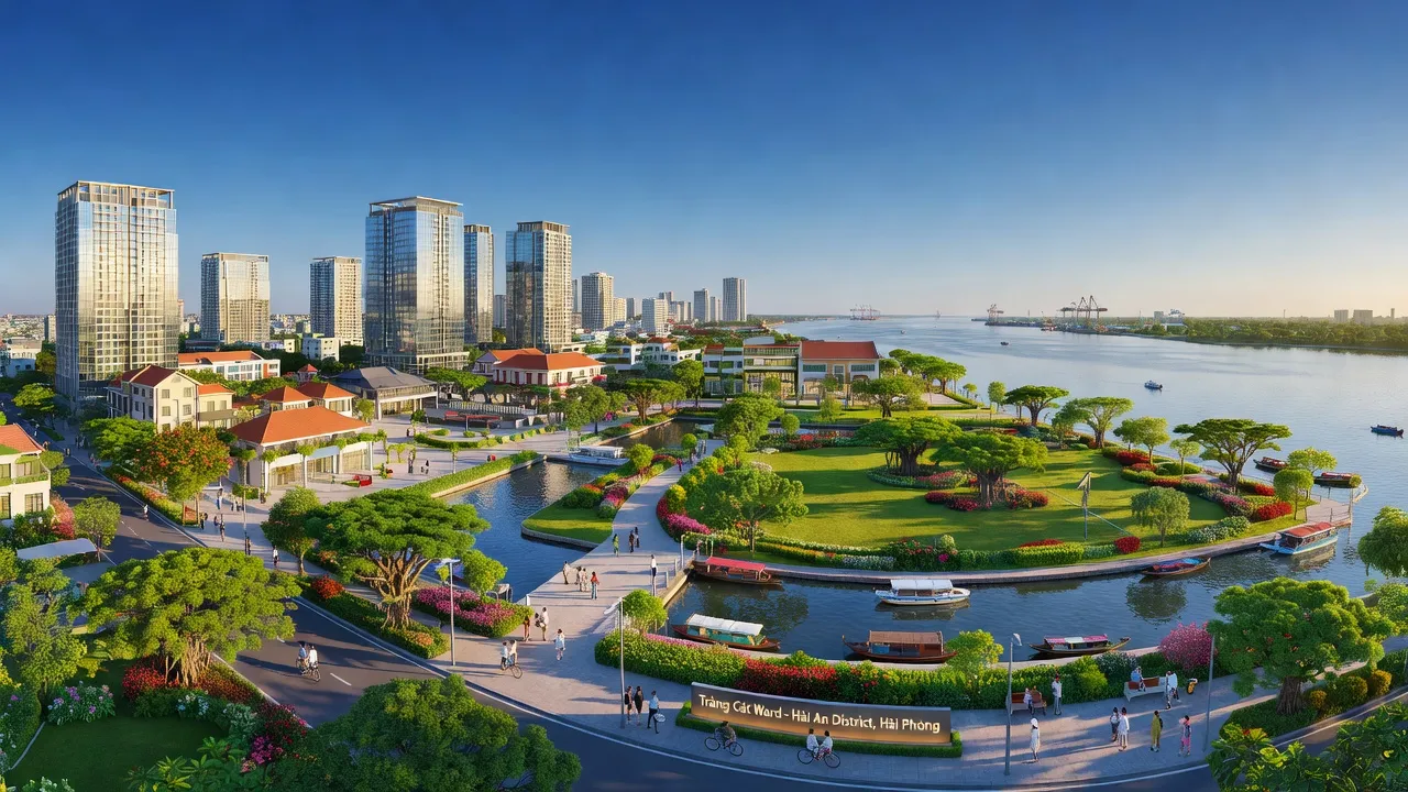 Tràng Cát Ward, Hải An district, Hải Phòng with modern urban development and lush landscapes.
