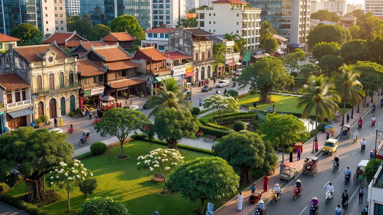 Quận Hồng Bàng, Hải Phòng với kiến trúc lịch sử và cảnh quan đô thị năng động, cộng đồng sống động.