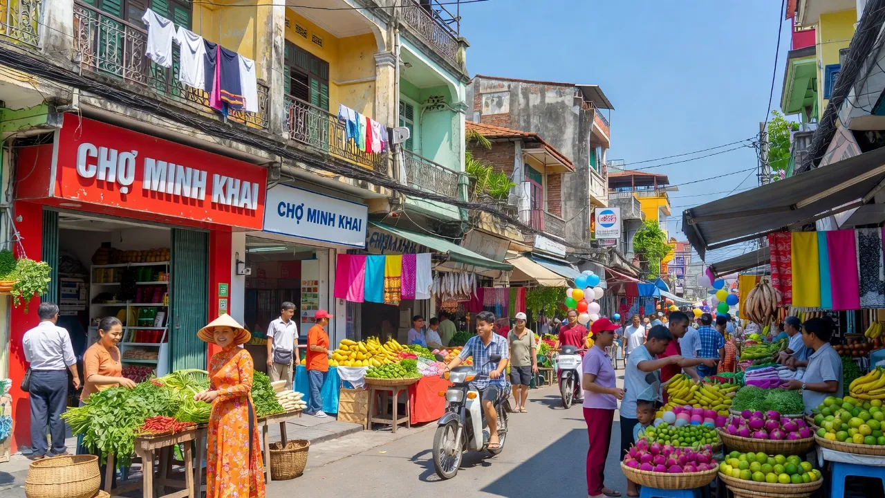 Phường Minh Khai, Quận Hồng Bàng, Hải Phòng with local architecture and lively markets.