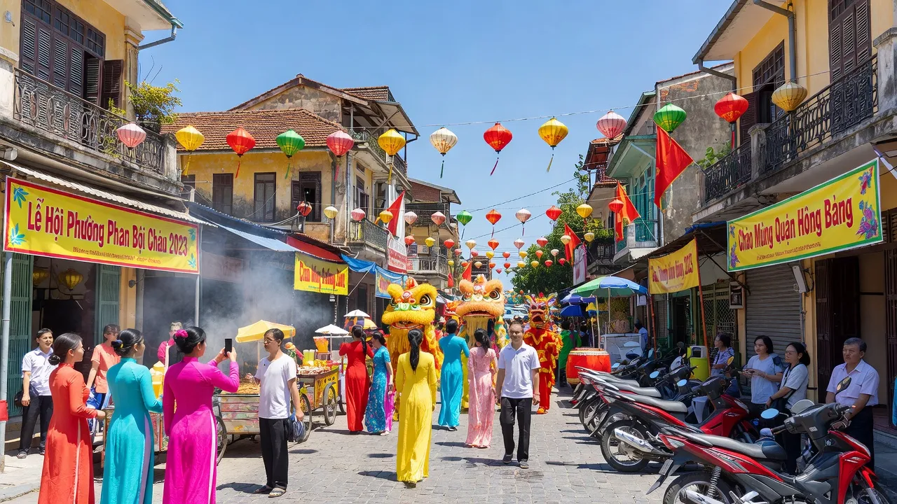 Phường Phan Bội Châu with local architecture and culture during a lively festival in Hải Phòng.