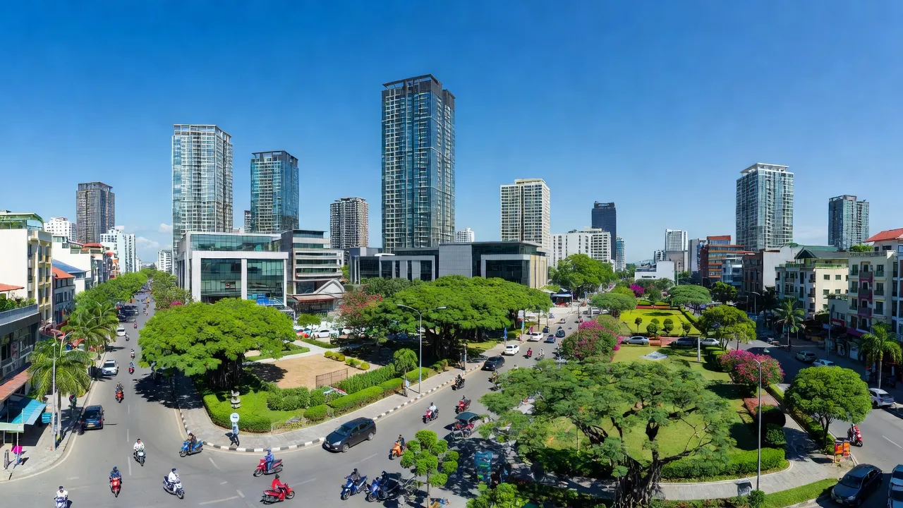 Khung cảnh đẹp của phường Sở Dầu, quận Hồng Bàng, Hải Phòng với kiến trúc hiện đại và cây xanh.