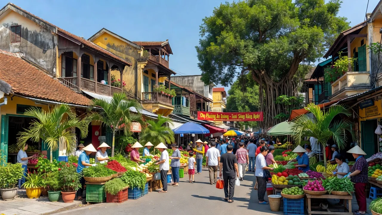 Phường An Dương, Quận Lê Chân, Hải Phòng với chợ truyền thống và kiến trúc đẹp.