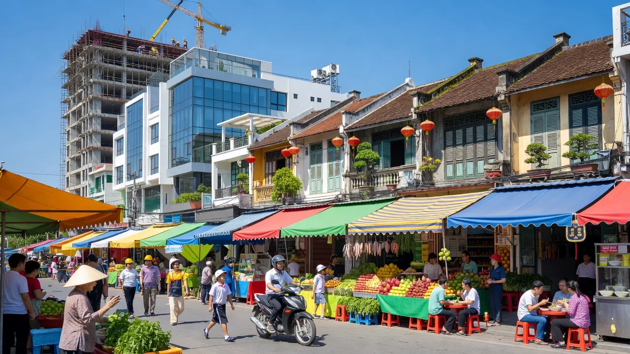 Cảnh phố nhộn nhịp tại Phường Cầu Tre, Quận Ngô Quyền, Hải Phòng với đô thị hóa và văn hóa địa phương.