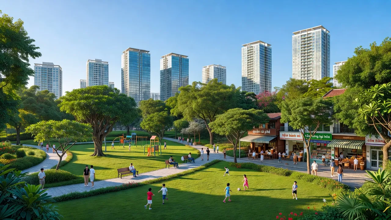 Phường Vạn Mỹ, Quận Ngô Quyền, Hải Phòng với cảnh quan hiện đại và không gian xanh.