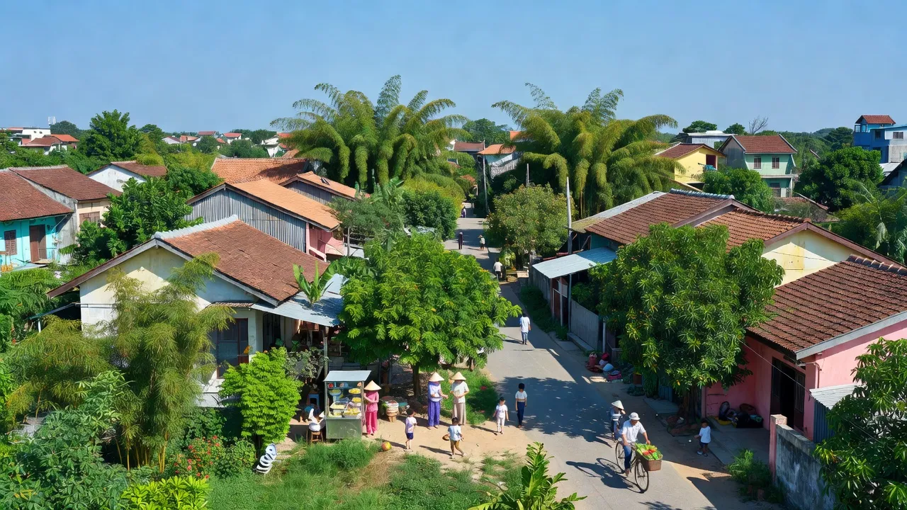 Quang cảnh Phường An Lư, Thành phố Thuỷ Nguyên với cây xanh và cuộc sống cộng đồng sôi động.