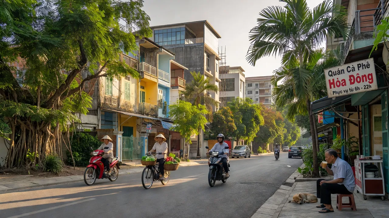 Phường Hoa Động, Thành phố Thuỷ Nguyên, Hải Phòng với kiến trúc địa phương và cảnh quan xanh tươi.
