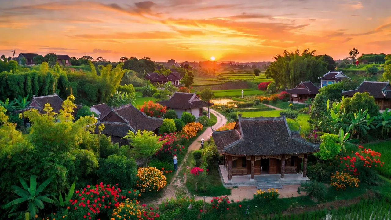 Khung cảnh Phường Hoàng Lâm, Thủy Nguyên, Hải Phòng với nhà truyền thống và thiên nhiên tươi đẹp.