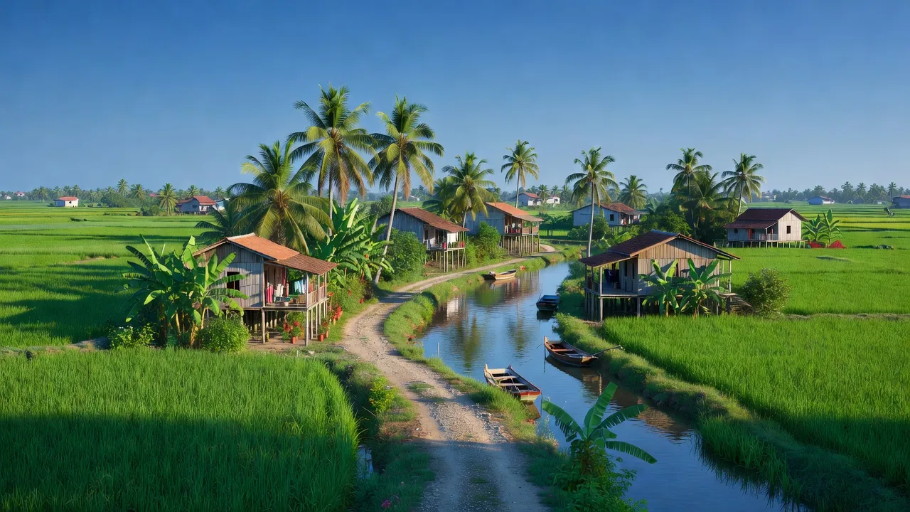 Thị trấn Rạch Gòi, huyện Châu Thành A, Hậu Giang với cảnh sắc thiên nhiên xanh tươi, sông Ông Đốc.