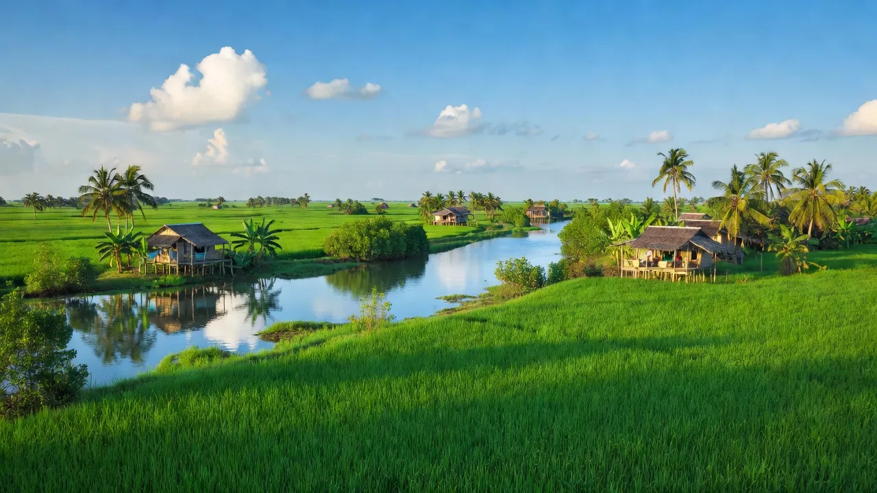 Cánh đồng xanh tươi ở xã Long Bình, huyện Long Mỹ, tỉnh Hậu Giang, đồng bằng sông Cửu Long.