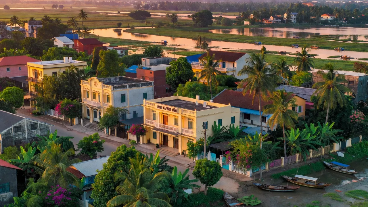 Khung cảnh thị trấn Vĩnh Viễn, Huyện Long Mỹ, tỉnh Hậu Giang với những công trình và thiên nhiên