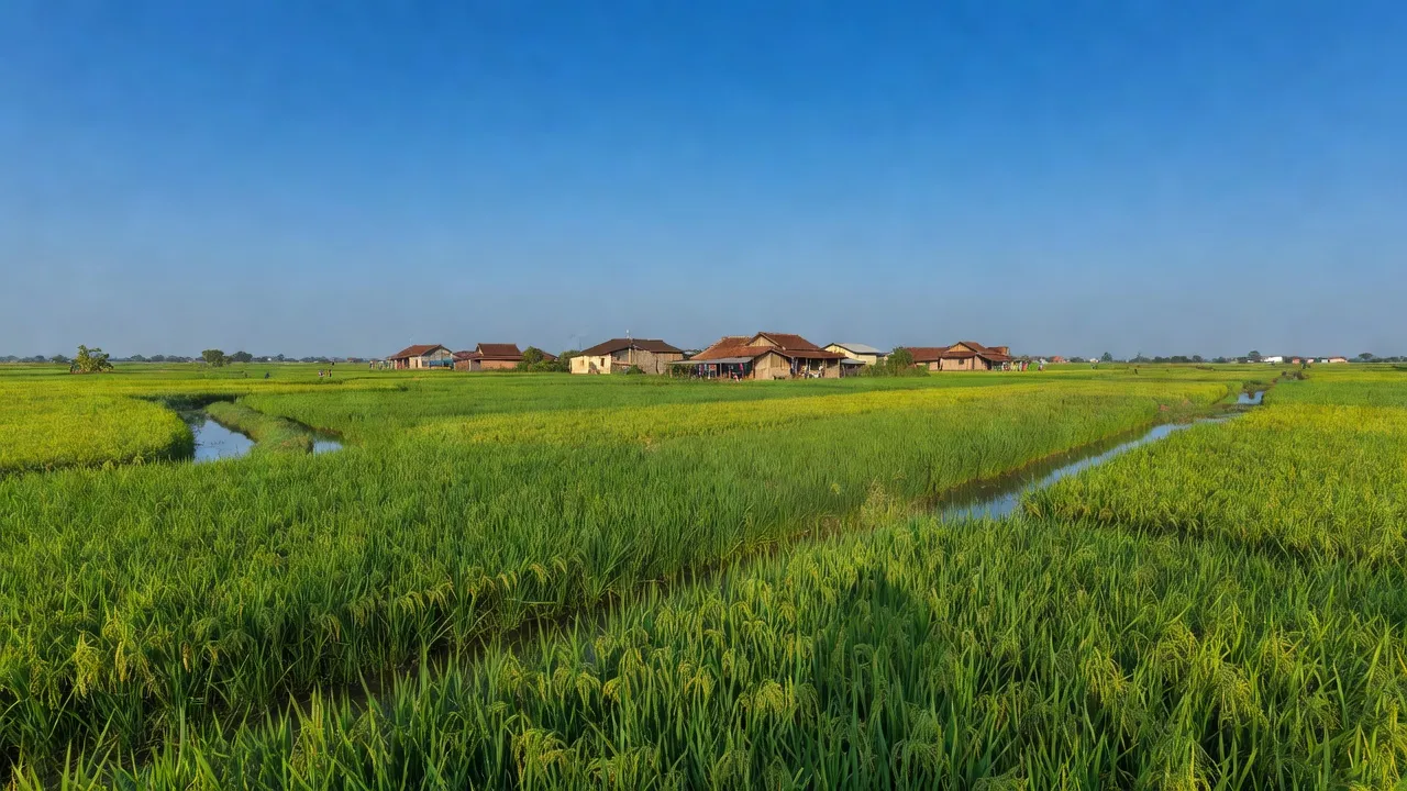 Cảnh đẹp xã Đại Thành, Thành phố Ngã Bảy với cánh đồng lúa và không gian nông thôn tươi đẹp.