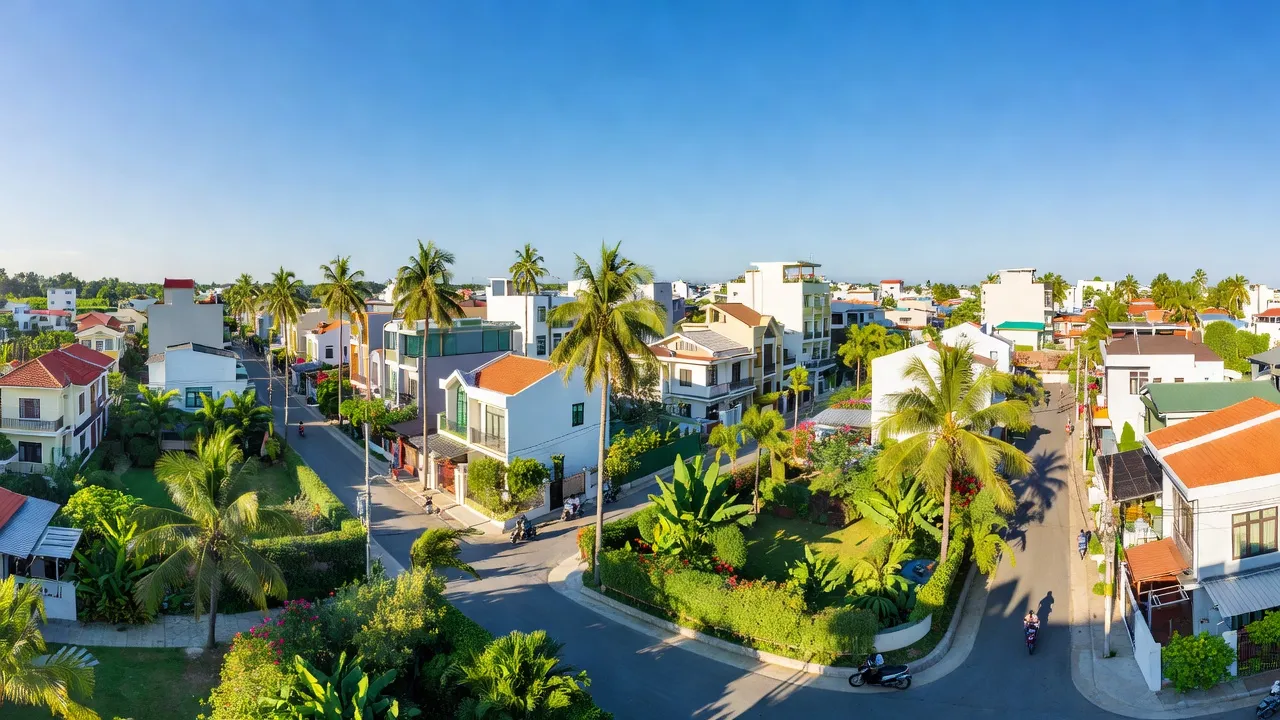 Phường I, Thành phố Vị Thanh, Hậu Giang với nhà cửa, cây xanh và không gian đô thị tươi đẹp.
