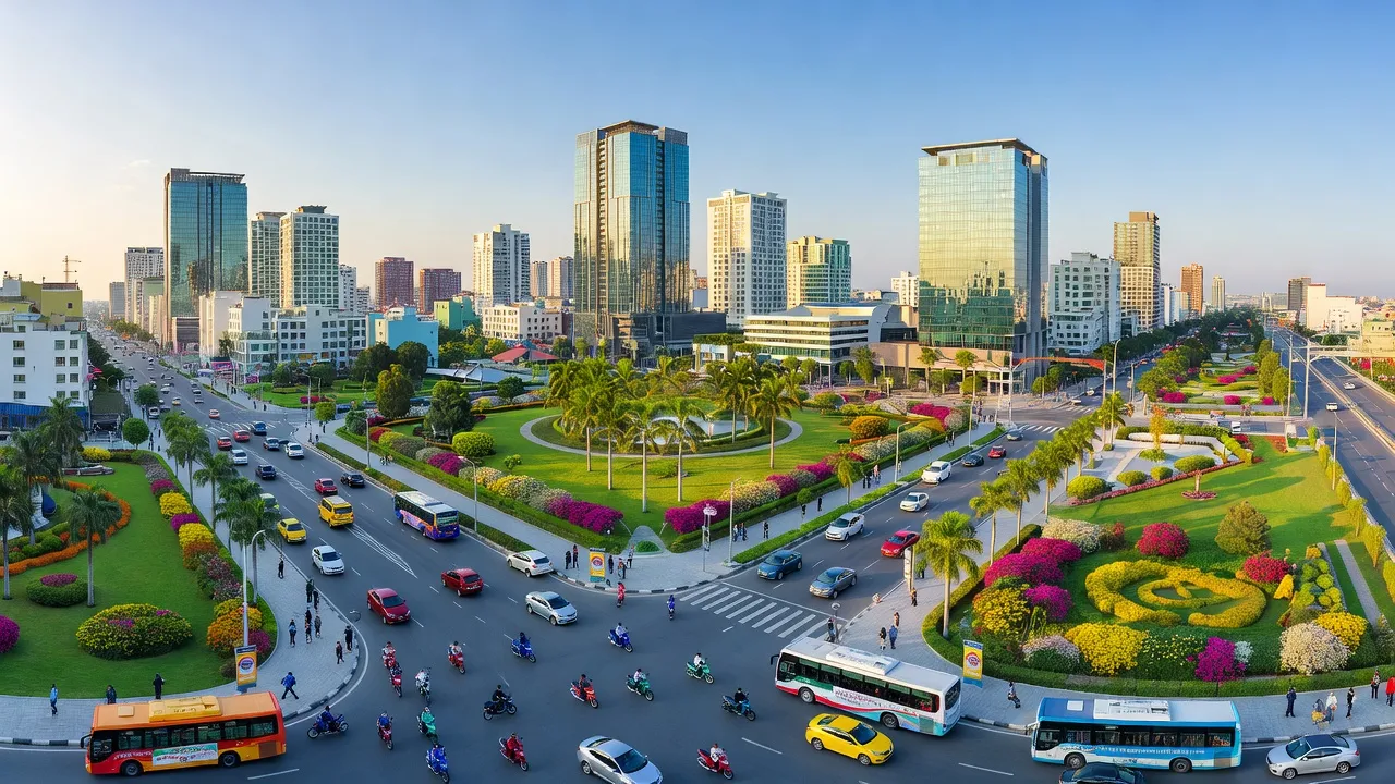 Phường VII, Thành phố Vị Thanh, tỉnh Hậu Giang, khu đô thị hiện đại với không gian xanh và giao thông kết nối.