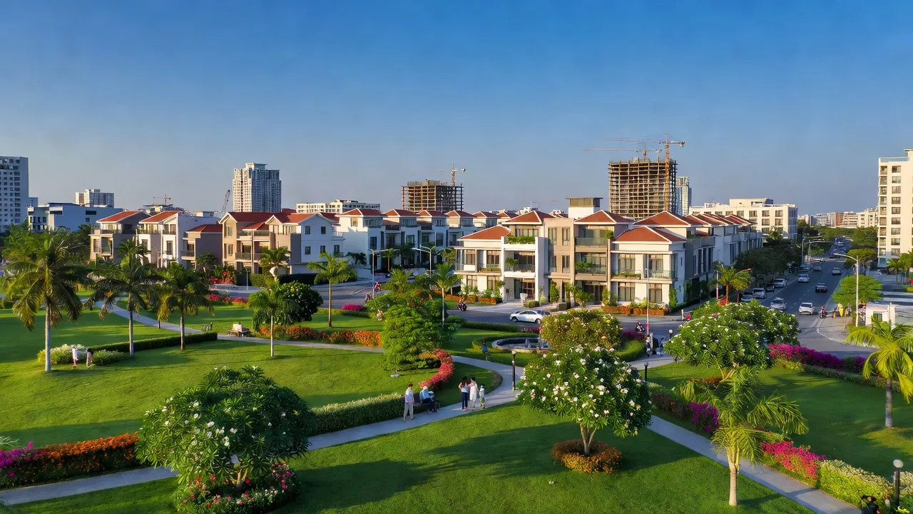 Khu dân cư hiện đại tại Vĩnh Lộc A, huyện Bình Chánh, Thành phố Hồ Chí Minh, thiên nhiên xanh tươi.