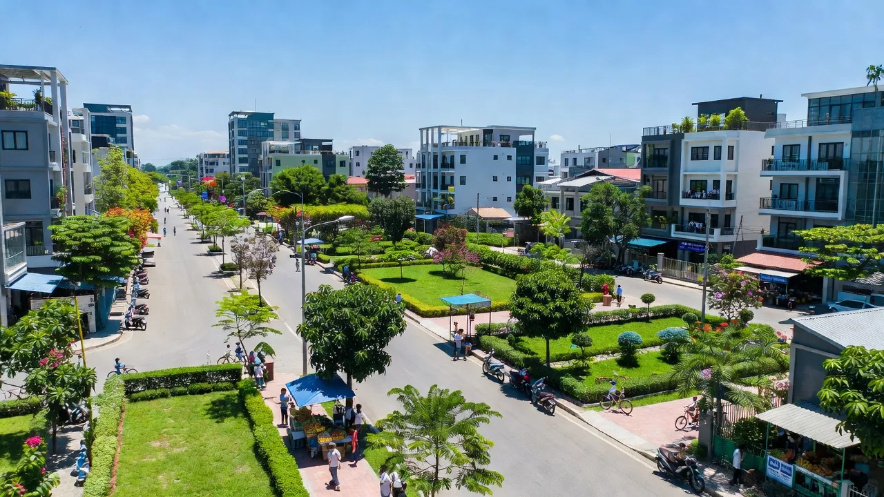 Cảnh quan xã Vĩnh Lộc B, huyện Bình Chánh, Thành phố Hồ Chí Minh với phát triển đô thị hiện đại.