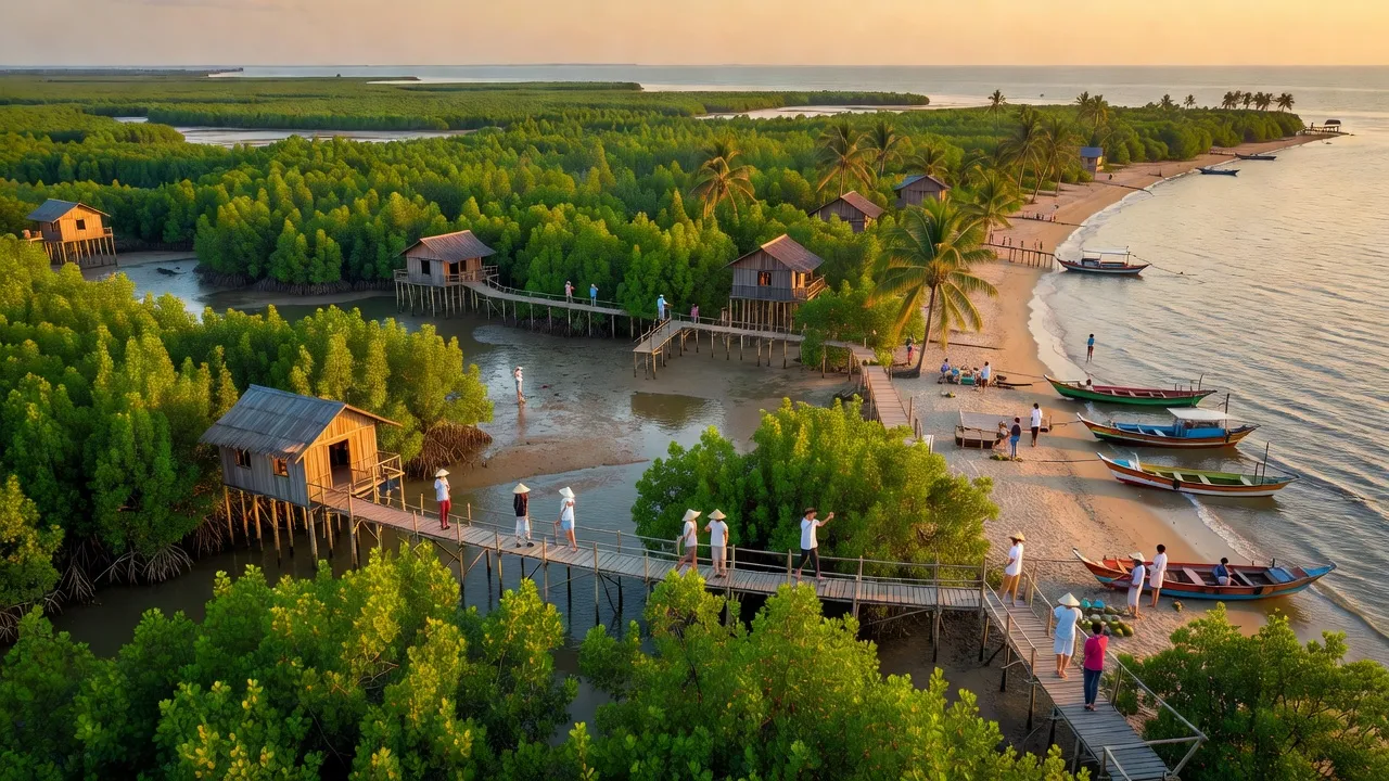 Khung cảnh rừng ngập mặn tuyệt đẹp tại huyện Cần Giờ, Thành phố Hồ Chí Minh, nổi bật với hoạt động du lịch cộng đồng.