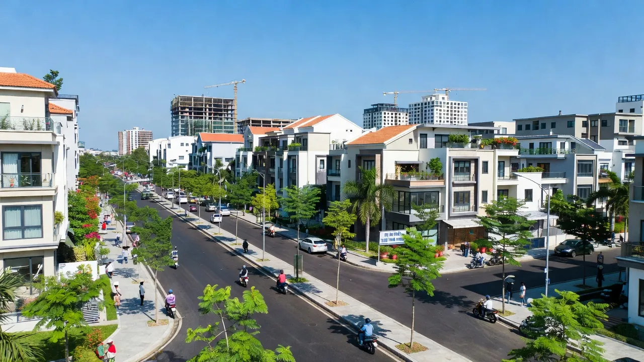 Cảnh quan xã Thới Tam Thôn, huyện Hóc Môn, Thành phố Hồ Chí Minh đang phát triển đô thị hóa.