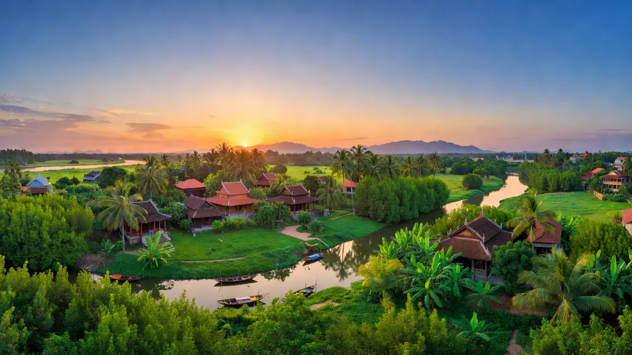Cảnh quan Xã Hiệp Phước, huyện Nhà Bè, Thành phố Hồ Chí Minh, với cây xanh và sông ngòi.