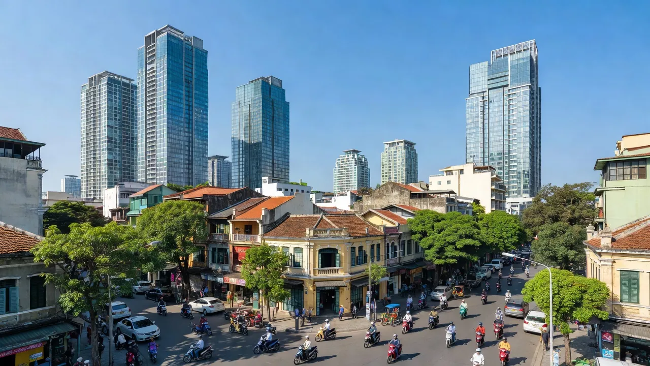 Cảnh quan Phường Nguyễn Thái Bình, Quận 1, Thành phố Hồ Chí Minh, với đường phố nhộn nhịp và tòa nhà cao tầng.