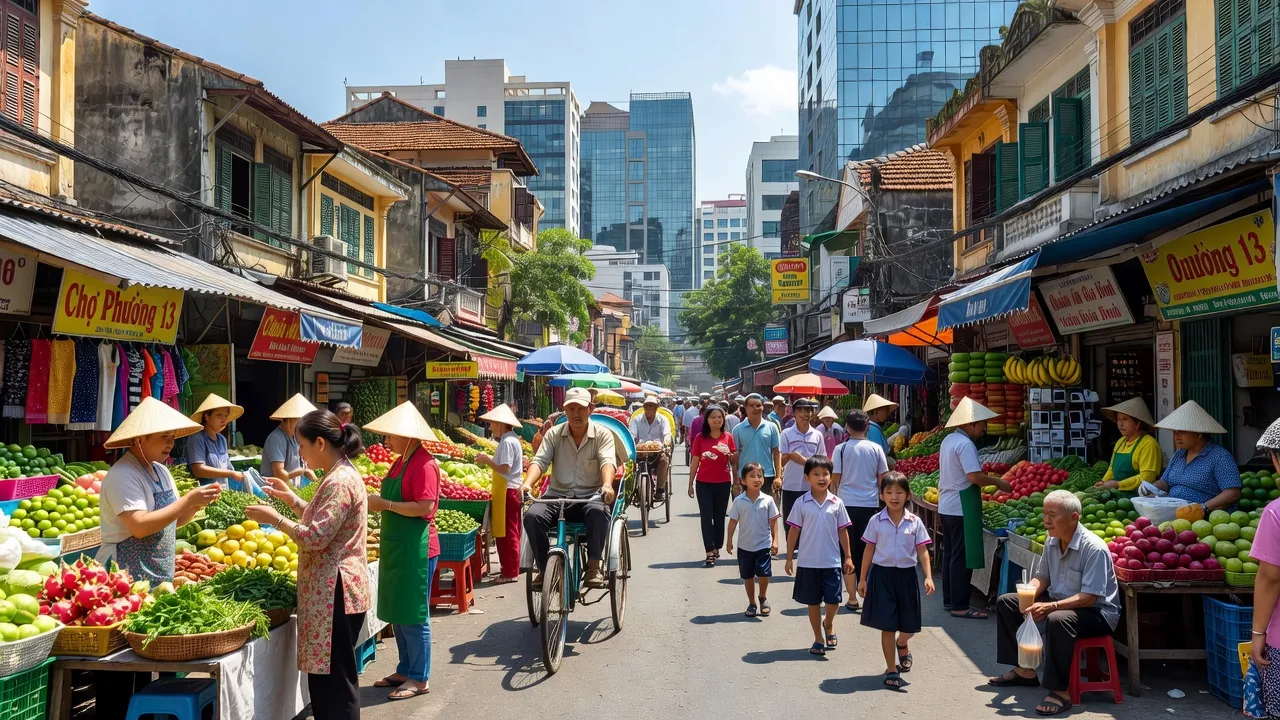 Phường 13, Quận 10, Thành phố Hồ Chí Minh, đường phố nhộn nhịp với hoạt động và văn hóa địa phương.