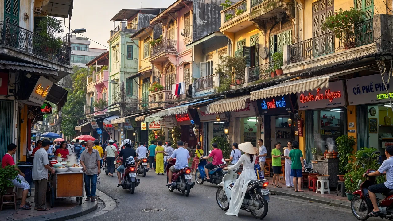 Cảnh sắc tươi sáng tại Phường 4, Quận 10, Thành phố Hồ Chí Minh với nhiều cửa hàng và con người.