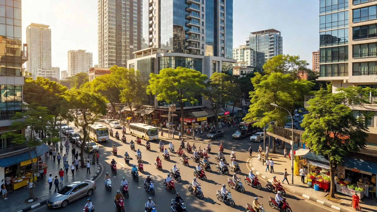 Phường 4, Quận 10, Thành phố Hồ Chí Minh với nhịp sống đô thị nhộn nhịp, con đường và nhà cửa.