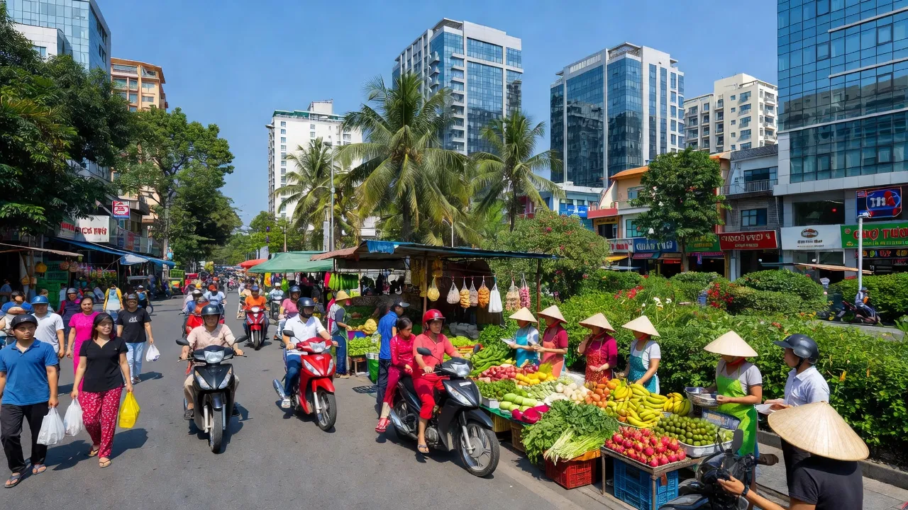Cảnh phố nhộn nhịp tại Phường 6, Quận 10, Thành phố Hồ Chí Minh với cuộc sống sôi động.