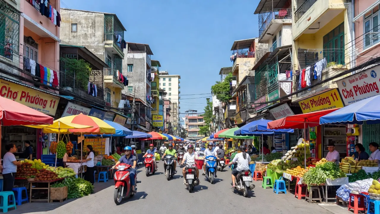 Phường 11, Quận 11, Thành phố Hồ Chí Minh với nhịp sống đô thị sôi động và cảnh quan phát triển.