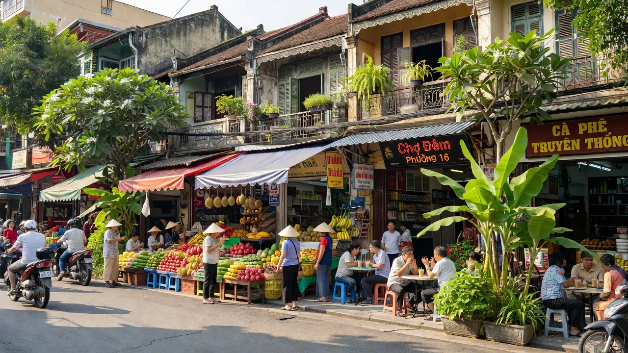 Phường 16, Quận 11, Hồ Chí Minh, with local markets and traditional architecture bustling with life.