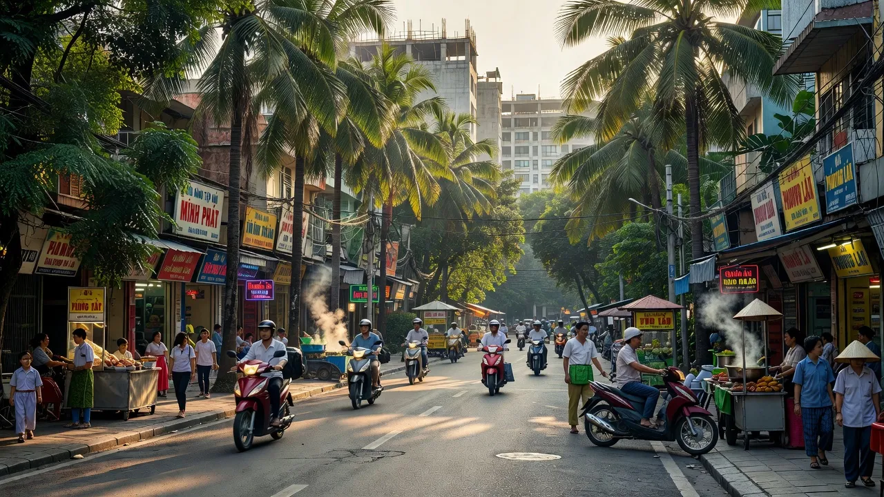 Phường Hiệp Thành, Quận 12, Hồ Chí Minh, với đường phố tấp nập và không gian sống gần gũi.