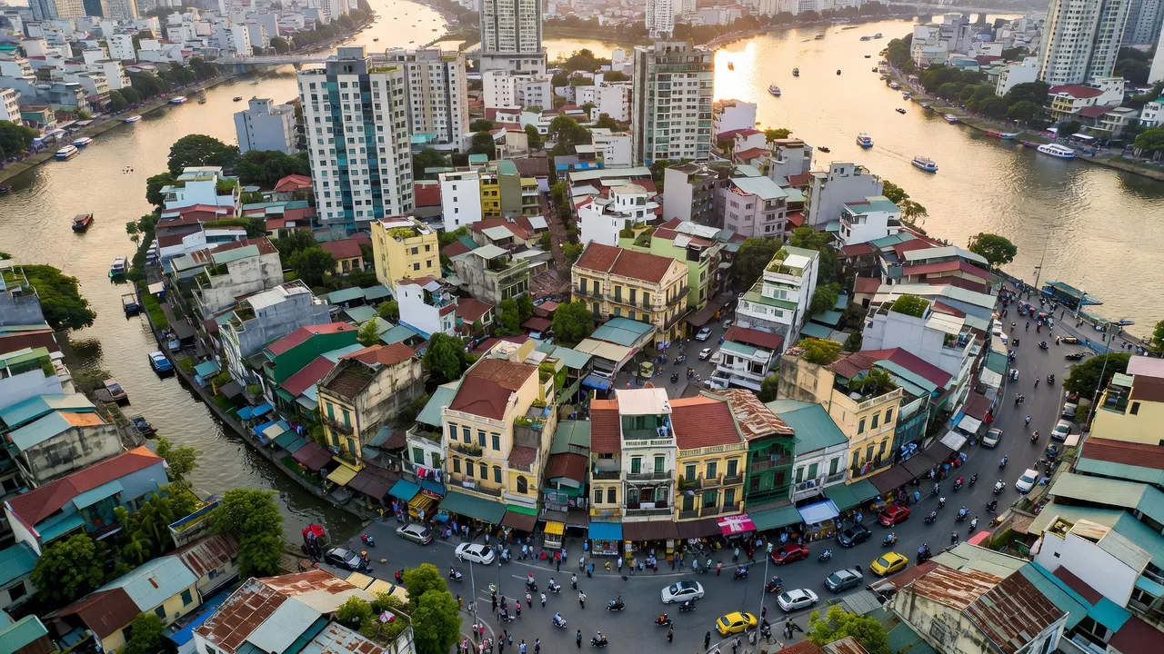 Quận 4, Hồ Chí Minh City, nổi bật với cảnh quan đô thị sầm uất và vị trí bên sông.